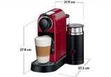 Krups Nespresso Citiz & Milk XN7615 - Cafetera de cápsulas monodosis, con 19 bares de presión, thermoblock, capacidad 1L, función automática, con Aeroccino, color Rojo, incluye pack de bienvenida