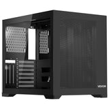 VEVOR Caja para PC Torre Media Doble Cámara con Panel de Vidrio Templado Filtro Magnético Antipolvo Gestión de Cables para GPU hasta 410 mm de Longitud Compatible con ATX/M-ATX/ITX, Sin Ventilador