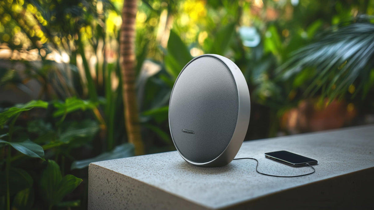 harman kardon Onyx Studio 9, Altavoz portátil Bluetooth para casa, con conexión Auracast, autoajuste adaptativo, tecnología de Sonido Uniforme, Puerto USB, 8 Horas de autonomía, Gris