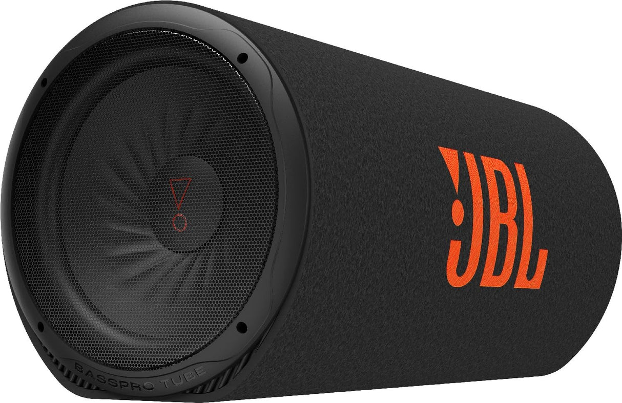 JBL BassPro Tube 12 Subwoofer Activo Coche de 30 cm, Bassbox de Tubo con Amplificador 450W máx de Clase D, Potente Amplificación de Graves, Puerto de Deslizamiento de Graves Bajos, Mando a Distancia