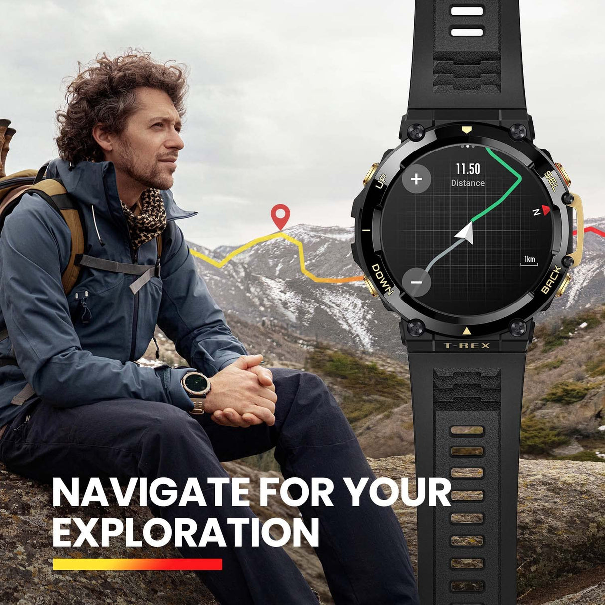 Amazfit T-Rex 2 47mm SmartWatch Reloj Deportivo Premium Multideporte con GPS Navegación en Tiempo Real Ejercicio de Fuerza 150+ Modos Deportivos Frecuencia cardíaca Monitoreo SpO2