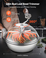 VEVOR Máquina Recortadora de Cuenco de Hojas Manual 600 mm Recortadora de Cuenco de Hoja de Brote con Tapa Transparente y 3 Rejillas de Acero Inoxidable para Brotes de Flores, Hierbas Aromáticas