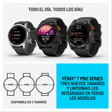 Garmin fēnix 7 Pro Solar, Reloj GPS Multideporte con Carga Solar, Pantalla táctil, Linterna LED, frecuencia cardíaca, mapas, música y 22 días de batería, Negro