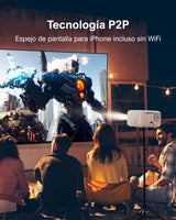 ULTIMEA Proyector Portátil Full HD 1080P, 300 Lúmenes ANSI, Smart Beamer con Enfoque Eléctrico y Baja Latencia, Compatible con iOS/Android Phone, TV Stick, Apollo P10
