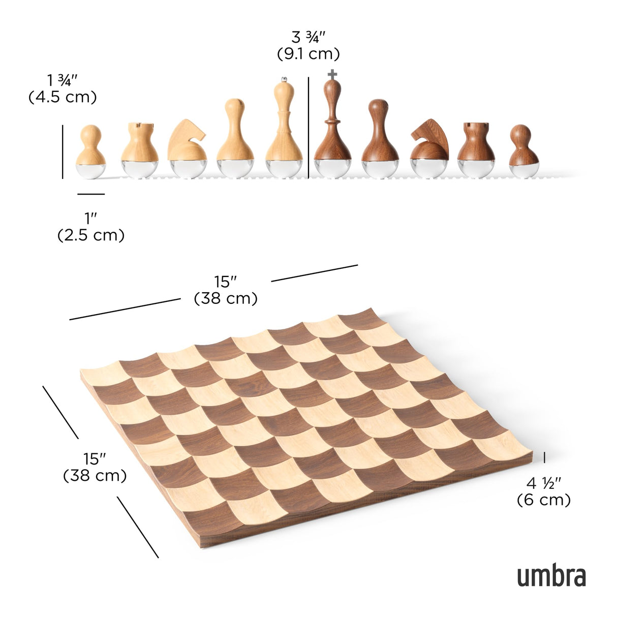 Umbra Wobble Juego de ajedrez de madera, Nogal
