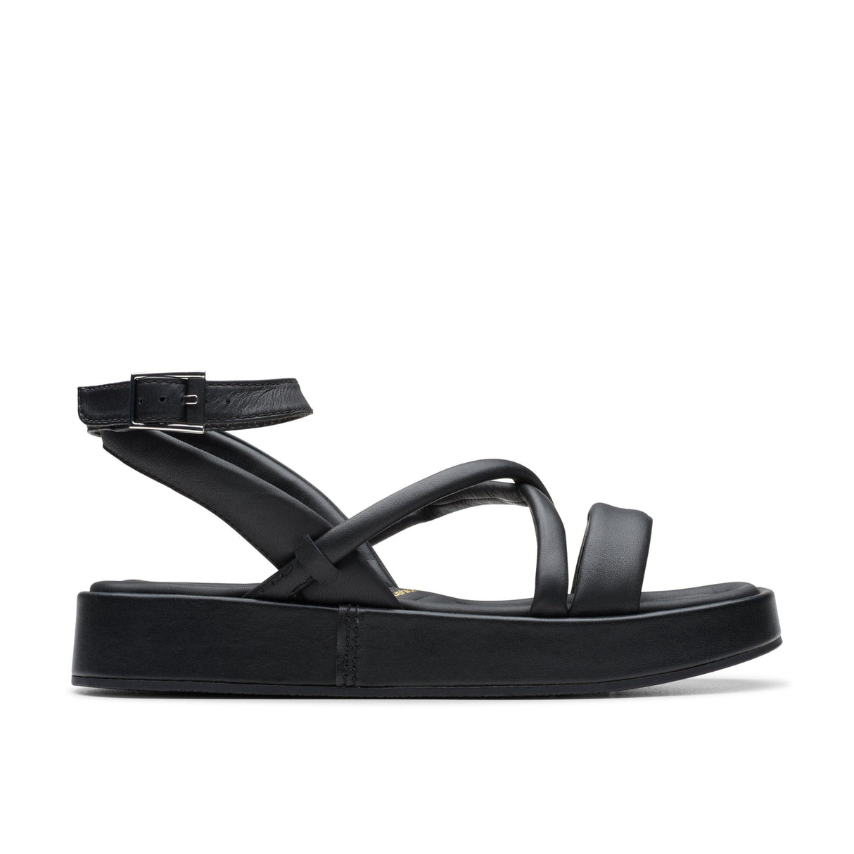 Clarks Alda Cross, Sandalia Mujer, Piel Negra, 42 EU