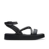 Clarks Alda Cross, Sandalia Mujer, Piel Negra, 42 EU