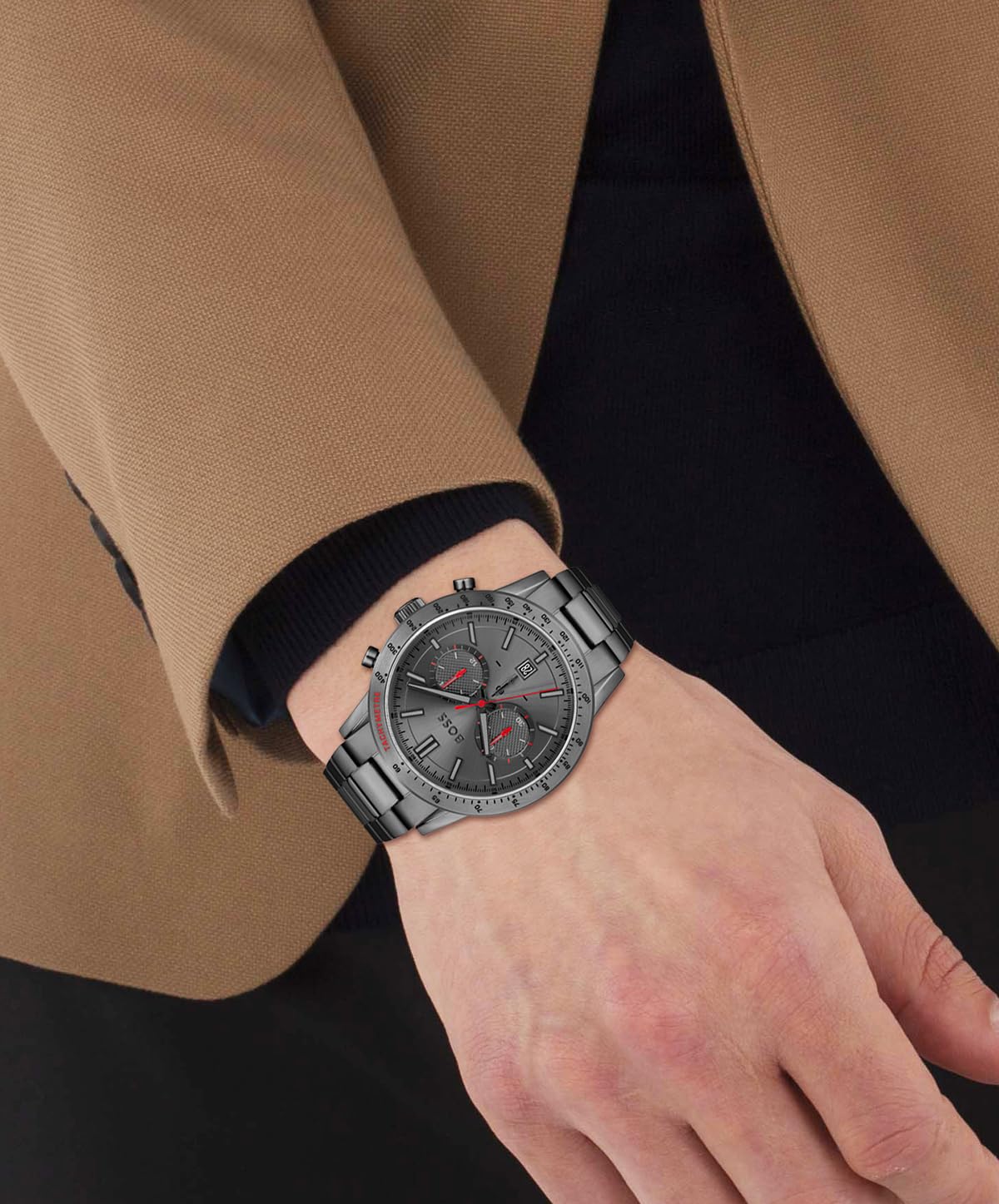 BOSS Reloj Cronógrafo de Cuarzo para Hombre Colección Allure con Correa de Acero Inoxidable Gris - 1513924