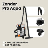 Zeegma ZONDER Pro Aqua Aspirador en seco y húmedo 1400 W, para Alfombras Coche Tapicería Escaleras, Depósito de Agua Limpia de 4 L, Juego de Filtros y Boquillas de Lavado