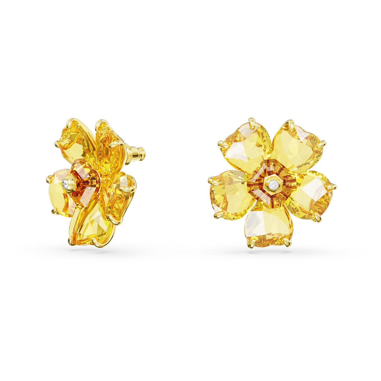 Swarovski Pendientes de Botón Florere, Cristales Amarillo en Forma de Flor, Baño tono oro, de la Colección Florere de Swarovski