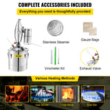 VEVOR Destilador de Alcohol 30 L Alambique Destilación Alcohol de Acero Inoxidable 304 Destilador Moonshine 0-150 ℃ Destilador de Bebida para la Elaboración Casera de Vino Cerveza o Agua con Vinómetro