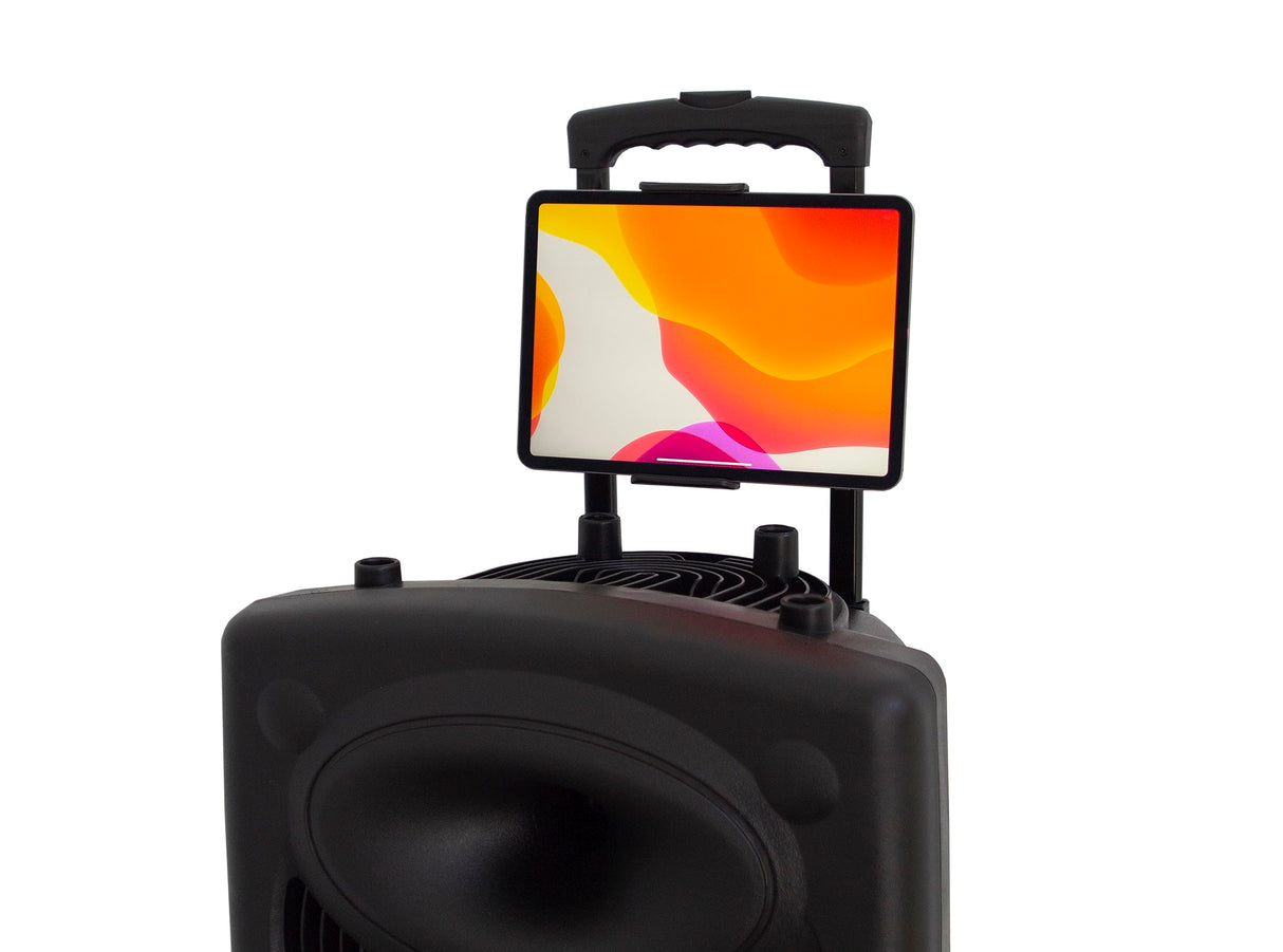 DYNASONIC - Dynapro 15’ (Segunda Generacion) Altavoz portátil Sistema Audio Profesional Potencia 800W - USB Bluetooth, Micrófonos, Negro - Soporte para Dispositivos movil y Tablet