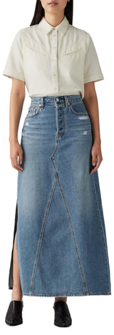 Levi's Iconic Long Skirt W/Slit Falda, Verified Vintage SKI, 27 Mujeres