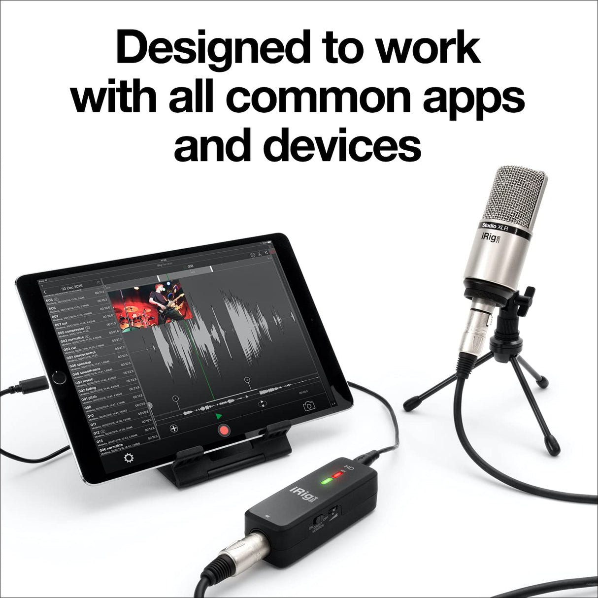 IK Multimedia Irig Pre HD - Interfaz Digital de Micrófono de Alta Definición con Preamplificador de Calidad de Estudio, Negro