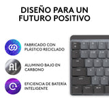 Logitech MX Teclado mecánico inalámbrico iluminado performance, teclas retroiluminadas, Bluetooth, USB-C, macOS, Windows, Linux, iOS, Android, Metal, US internacional QWERTY, Gris