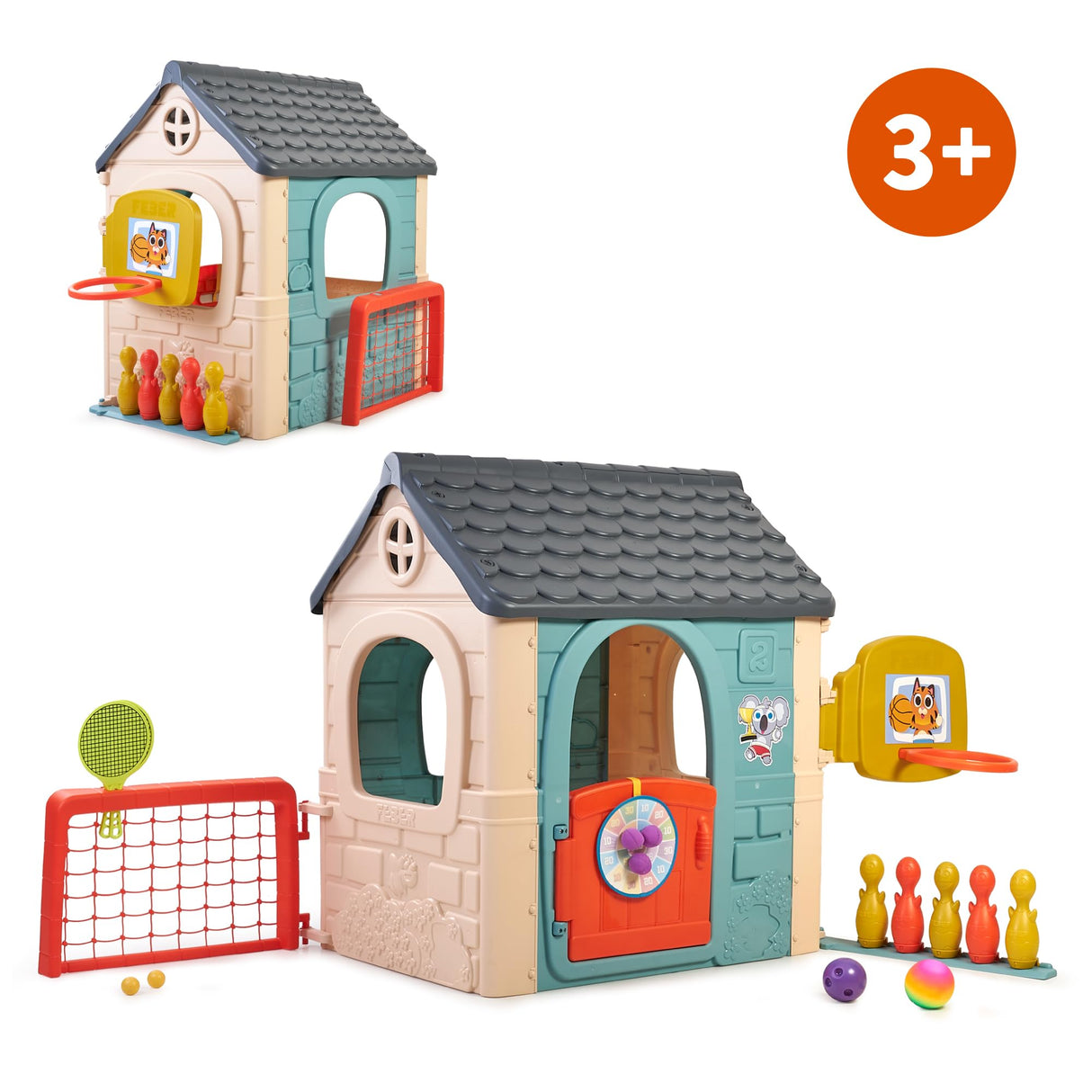 FEBER - Casual 6 Activities House, Casa con 6 Actividades de Juego, Accesorios Incluidos para los Juegos, Colores Resistentes a la Luz Solar, Montaje Fácil, A Partir de 3 años, Famosa (FEH23000)
