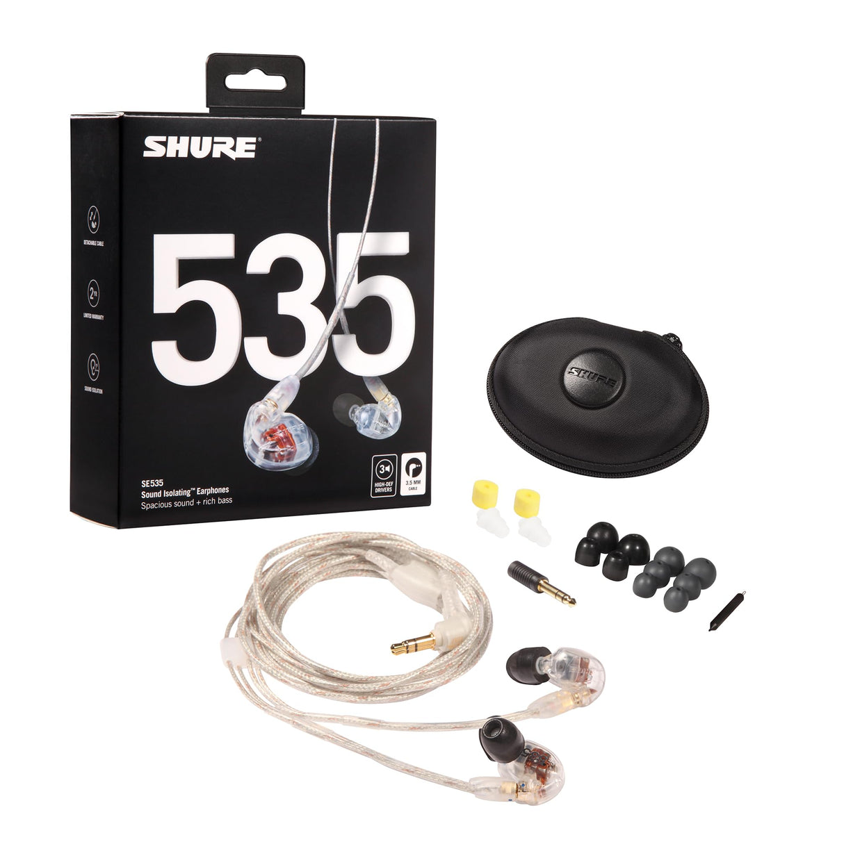 Shure SE535 - Auriculares (Intraaural, Dentro de oído, 3,5 mm (1/8"), Transparente, 18-19000 Hz, -18-57 °C)