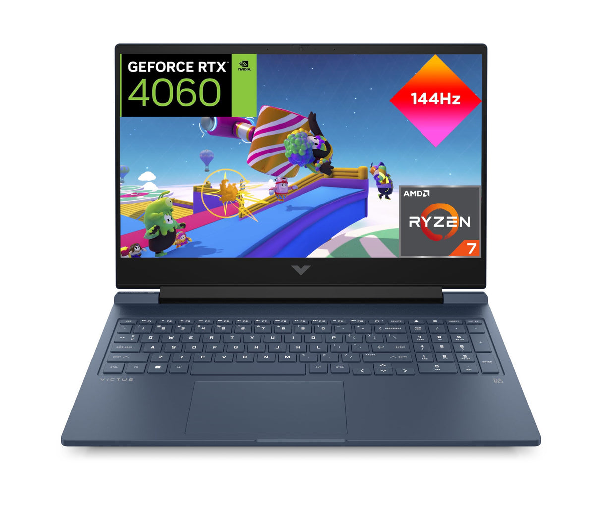 HP VICTUS 16-s0027ns - Ordenador portátil Gaming de 16.1" Full HD (AMD Ryzen 7 7840HS, 16GB RAM, 512GB SSD, NVIDIA GeForce RTX 4060, Sin Sistema Operativo) Blue - Teclado QWERTY Español