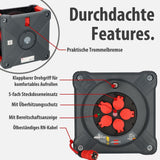 Brennenstuhl Professional KA 5110 5 IP44 carrete para instalación de construcción, cable BQ de 50 m en rojo, 5 enchufes de seguridad, uso en obra y exterior permanente, fabricado en Alemania