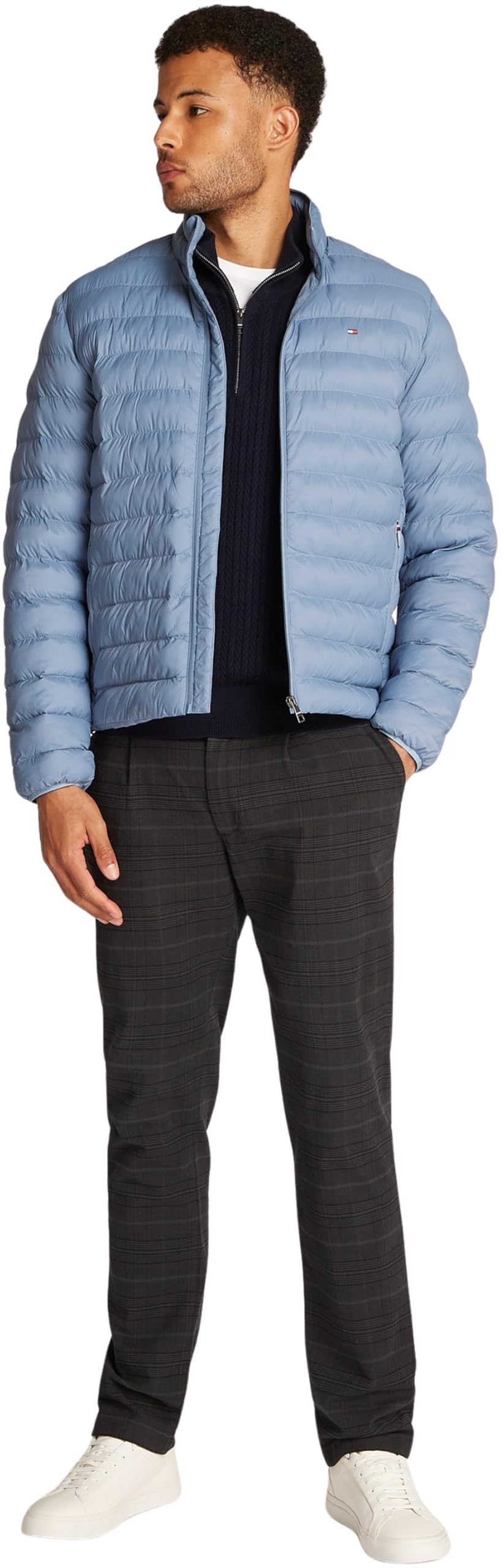 Tommy Hilfiger Cazadora acolchada Packable Frecycled Jacked Relaxed Fit, Azul (Brisk Blue), L