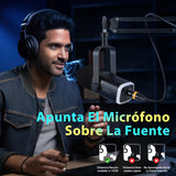 FIFINE XLR Streaming Micrófono Dinámico de Podcast, RGB Gaming Micrófono USB con Soporte Microfono per Ordenador PS4 PS5, para Podcast Estudio Podcasting Grabación