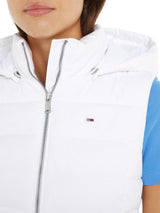 Tommy Jeans Chaleco Mujer Basic Hooded Vest con Capucha, Blanco (White), L