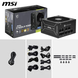 MSI mag A750GLS PCIE5, Fuente de alimentación, 750W, 80 Plus Gold, ATX 3.1, Soporte GPU PCIe 5.1, 12V-2x6 Nativo, Conector 12V-2x6 Bicolor, Fuente de alimentación ATX, Cables con Cubierta