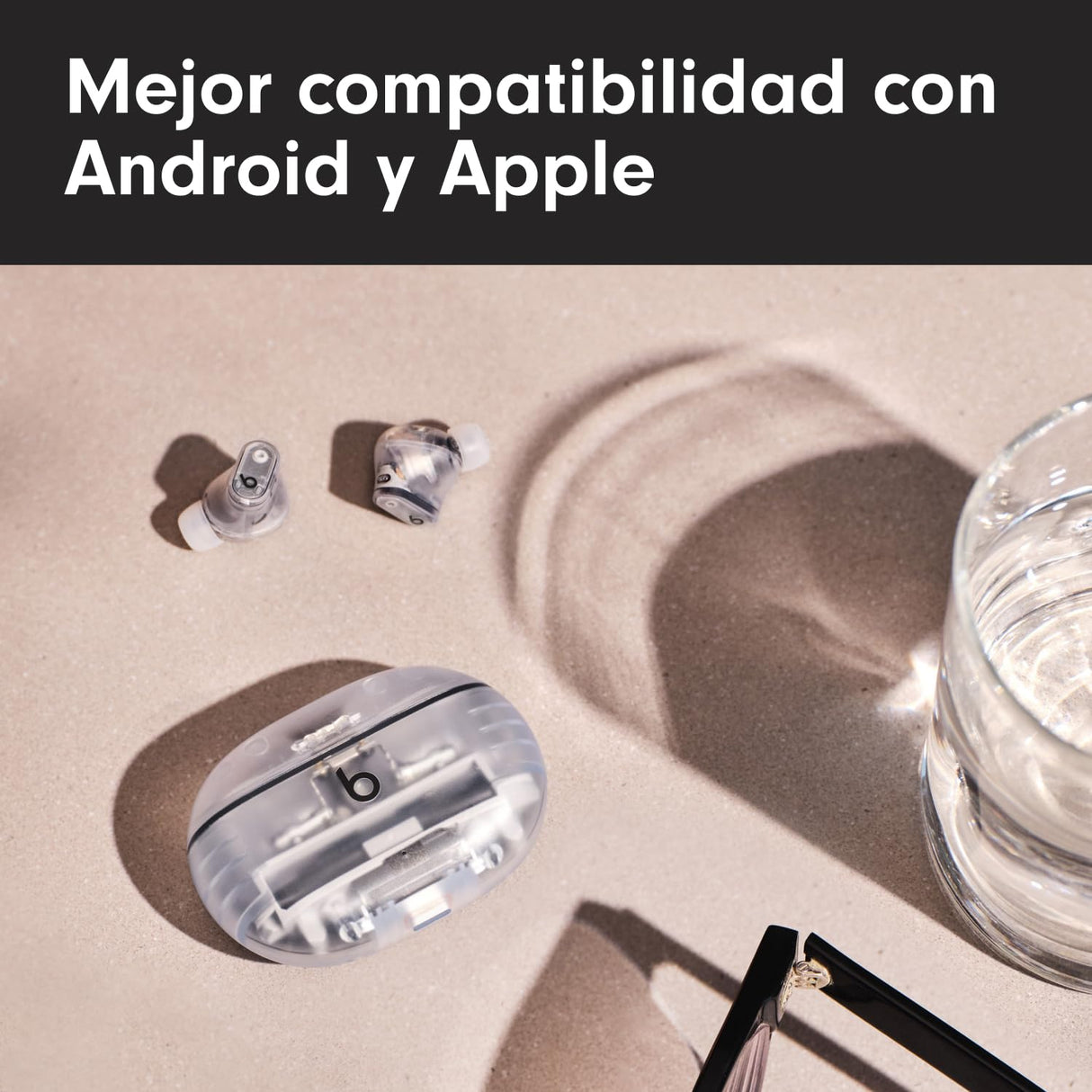 Beats Studio Buds + | Auriculares Totalmente inalámbricos con cancelación de Ruido, Mejor compatibilidad con Apple y Android, micrófono Integrado, Bluetooth, Resistencia al Sudor - Transparente