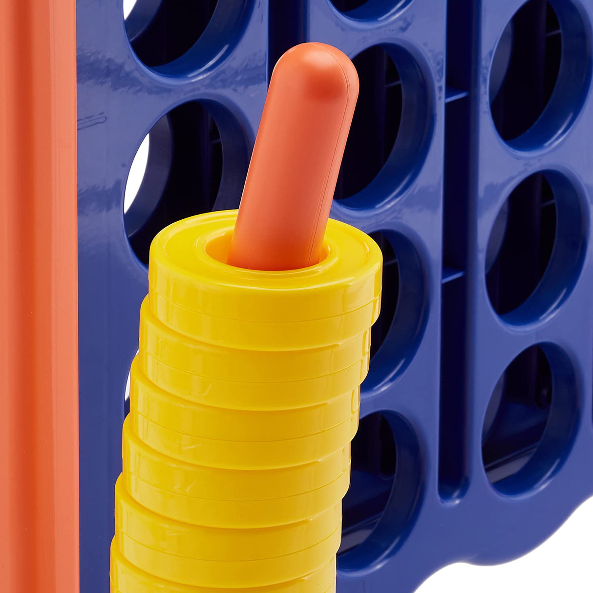 Amazon Basics Junior Juego de 4 en raya, sin BPA, gigante, prémium, plástico, para niños y adultos, con bolsa, regalo ideal, variedad de colores, Azul, Amarillo, Rojo, Verde, Grande