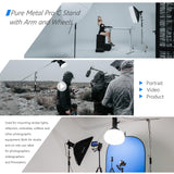 Neewer Pro 100% Metal C Soporte Luz Soporte con Ruedas Máx. Soporte Reflector Ajustable de 330CM de Altura con Brazo Articulado de 120cm y 3 Poleas
