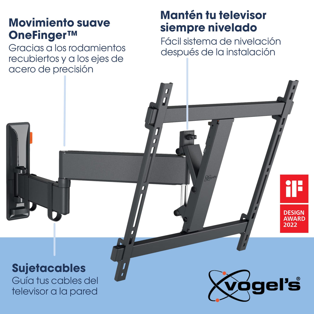 Vogel's TVM 3445 Soporte TV Giratorio para televisores de Entre 32 a 65 Pulgadas, Máx 25 kg, Gira hasta 180º, Inclinable hasta 20º, Soporte para TV máx. VESA 400x400, Compatibilidad Universal