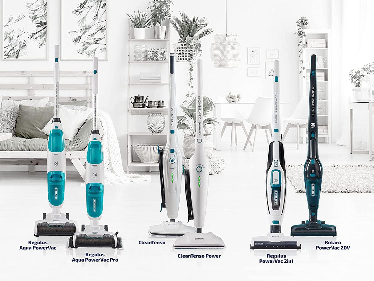 Leifheit Mopa a vapor CleanTenso Power 2.0 contra bacterias y gérmenes, limpiador de vapor de calentamiento rápido, limpiasuelos con regulación gradual