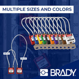 Brady Candado de Cable Compacto Paquete de 6 - Bloqueo de Seguridad Lockout Tagout - Candado de Seguridad - Llaves Diferentes - 32mm x 35mm x 16mm - Longitud del Cable 200mm, Rojo
