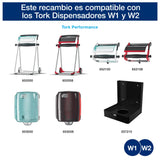 Tork 130052 Papel de secado extra Premium/Paños de limpieza compatibles con el sistema W1 y W2 / 2 x bobinas / 2 capas/Azul