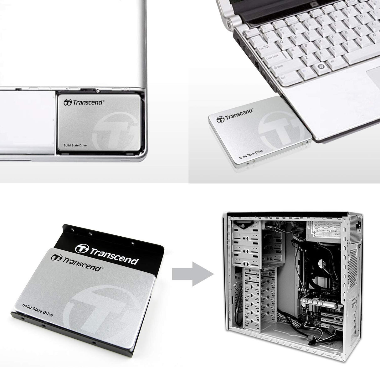 Transcend SSD370S - Disco duro sólido de 1 TB (SATA III, MLC, hasta 560 MB/s, 2.5"), color plateado