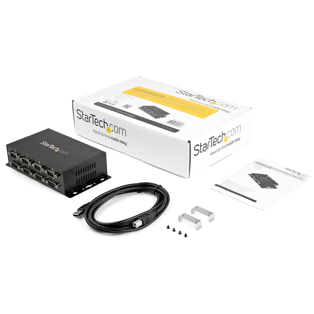 StarTech.com Adaptador Hub Concentrador USB a 8 Puertos Serie RS232 Industrial Montaje en Pared Riel DIN, 8x DB9 Macho, 1x USB B Hembra