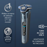 Philips Serie 7000 Afeitadora Eléctrica Hombre, Máquina de Afeitar Barba con Barbero, 45 cuchillas, Para piel sensible, 60min de uso, En Seco y Húmedo, Recargable, Centro de Limpieza, S7882/54, Azul