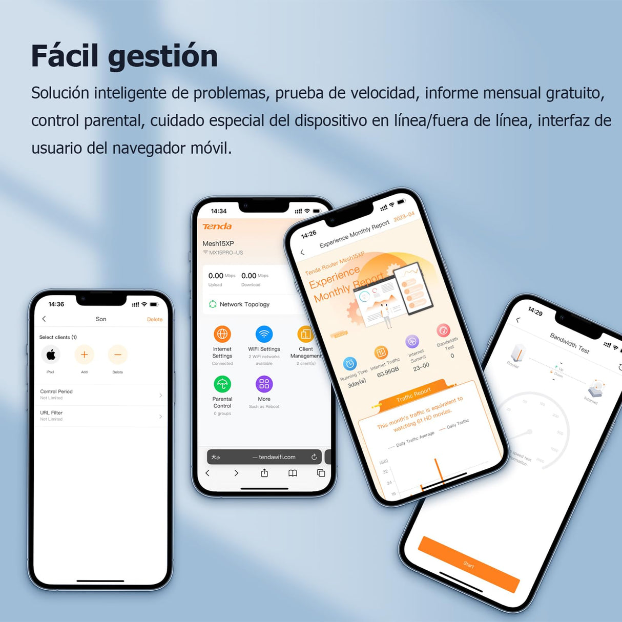 Tenda Nova MX21 Pro (2-Pack) AXE5700 Mesh Wi-Fi 6E Sistema, Tribanda Mesh Wi-Fi Cobertura de hasta 240㎡, 6 Puertos Gigabit, 70 Dispositivos Conectados, Informe Mensual, Fácil Configuración