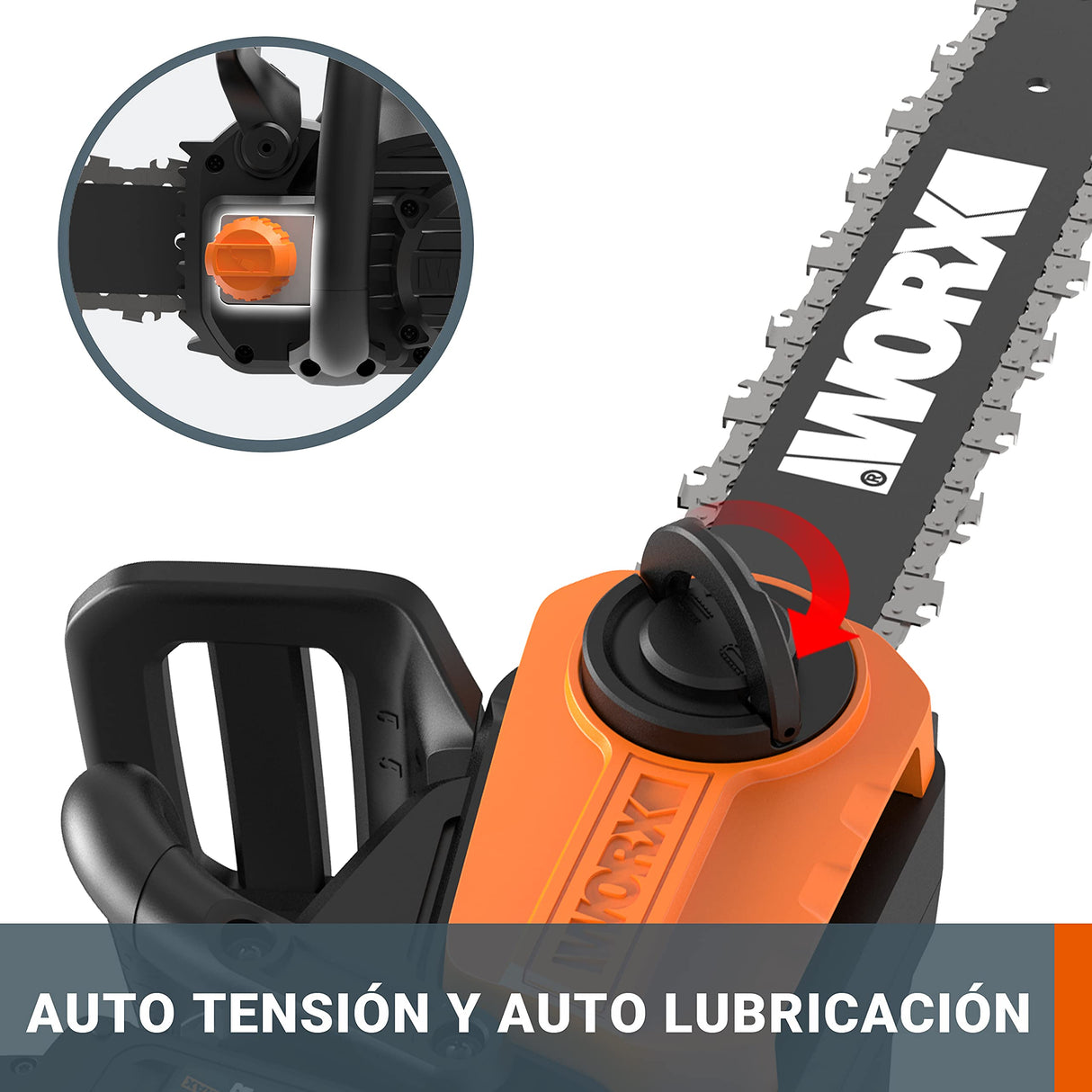 WORX Motosierra 40V (2x20V) | PowerShare | WG384E - 2 baterías 2Ah | 35 cm Motor Brushless