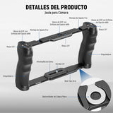 NEEWER Cámara Jaula Universal+Top Handle y Soporte Monitor Cold Shoe, Estabilizador Gimbal Cámara Tipo Arca, 2 Asas, 3/8" para ARRI, Rig Video Compatible con SmallRig Accesorios, CA016T+MA006