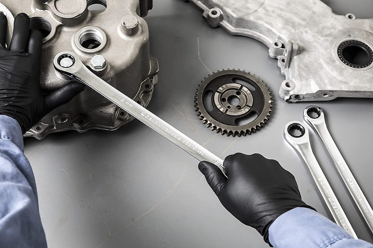 GEARWRENCH, GearBox 12 Pt. XL 85989, Juego de llaves de trinquete de doble caja, métricas, 17 piezas