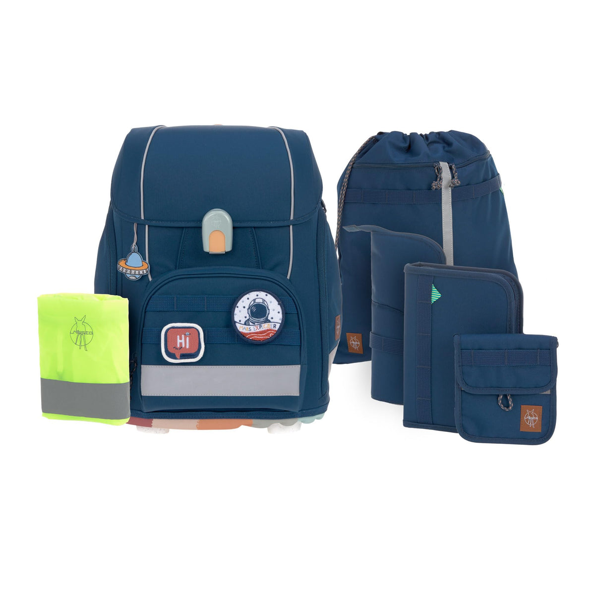 LÄSSIG Juego de mochilas escolares de 7 piezas para niños/ School Set Boxy Unique, navy