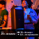 Sony SRS-XV500 Altavoz Inalámbrico Bluetooth para Fiestas, Sonido Potente, Mega Bass, 25h Autonomía, Portátil, Iluminación LED, Party Connect, Clasificación IPX4, Entrada Micrófono o Guitarra
