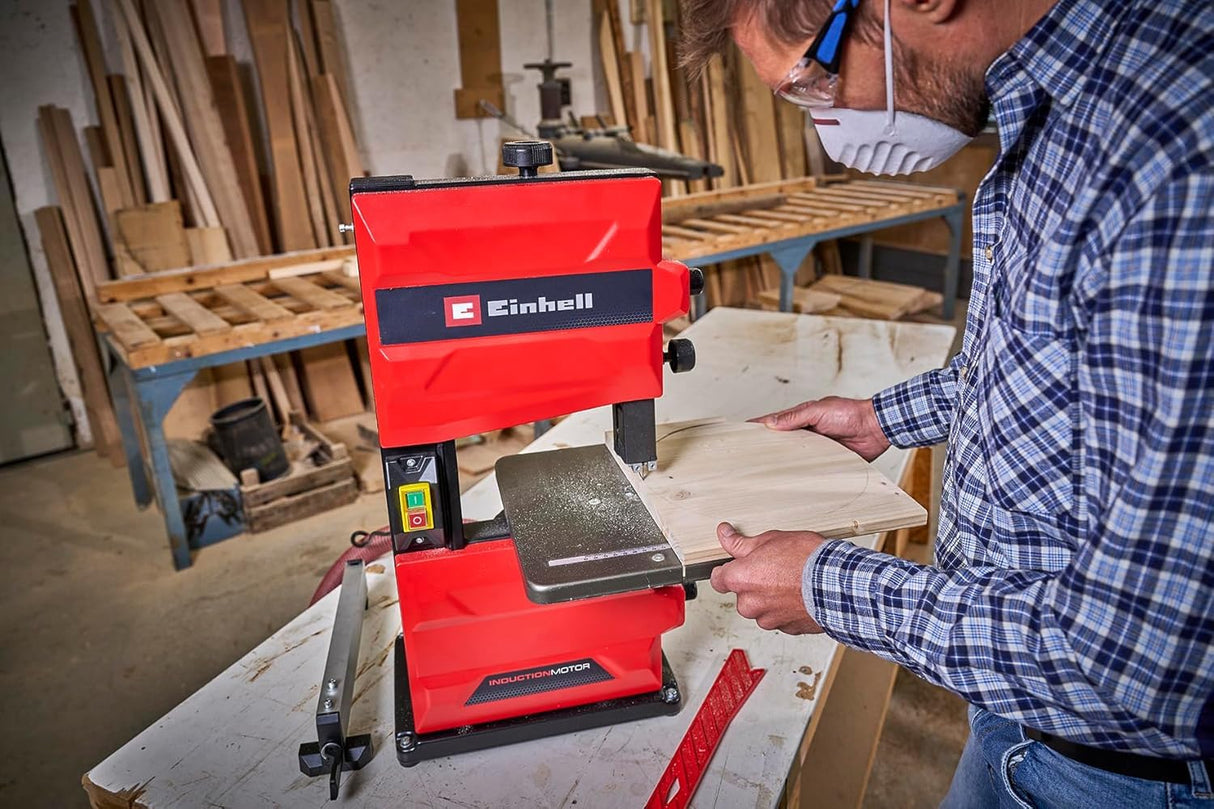 Einhell Sierra de banda TC-SB 200/1 (cambio de hoja de sierra sin herramientas, tope paralelo, ajuste de altura, guía con rodamiento de bolas, mesa inclinable de forma continua)