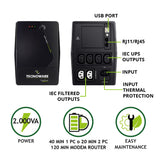 Tecnoware SAI Era Plus 2000 - Sistemas de Alimentación Ininterrumpida - 6 salidas IEC - Autonomía: 30 min/PC o 150 min/Módem Router - Potencia 2000 VA