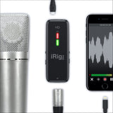 IK Multimedia Irig Pre HD - Interfaz Digital de Micrófono de Alta Definición con Preamplificador de Calidad de Estudio, Negro