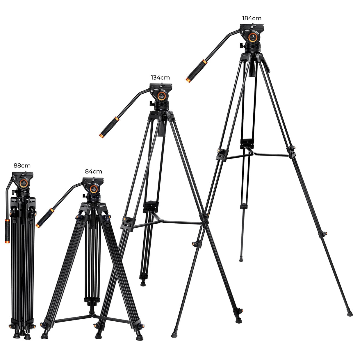 K&F CONCEPT Trípode de Video,184cm con 360° Cabezal Fluido, Trípode Profesional de Aluminio con Placa de Liberación Rápida para DSLR,Videocámara,Cámaras, Carga Máxima 8KG