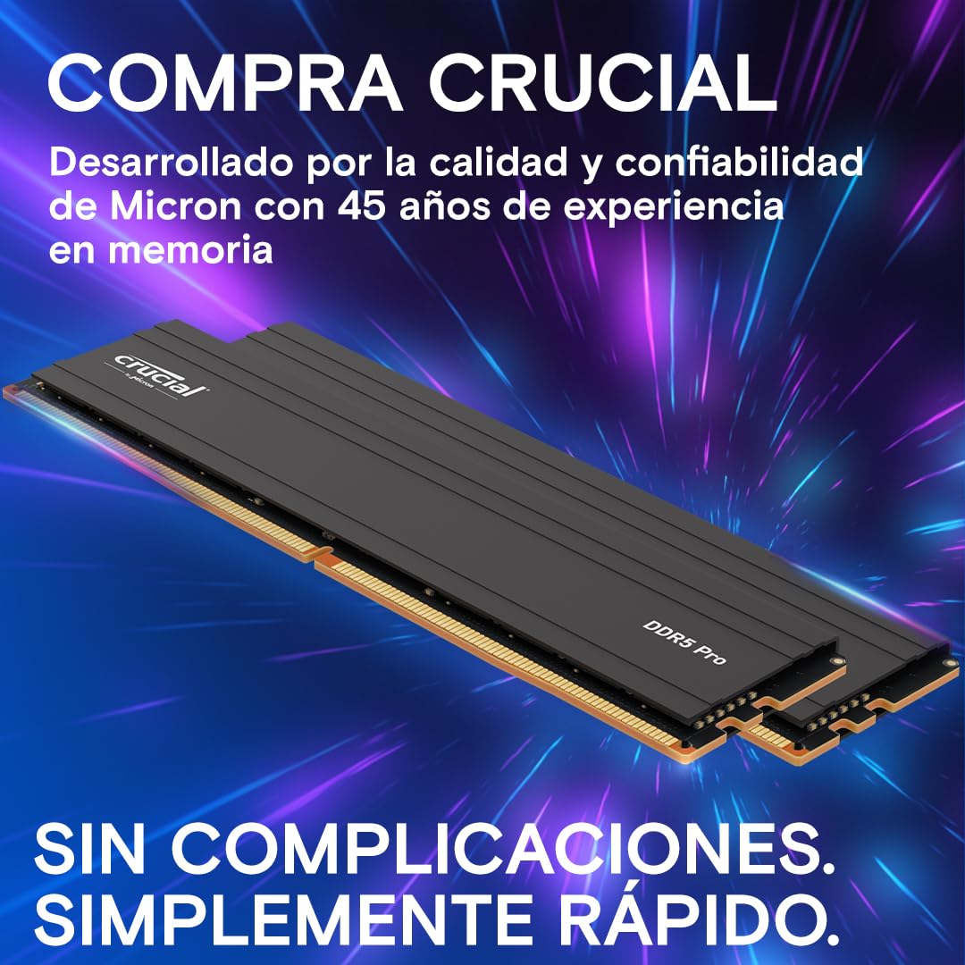 Crucial Pro RAM DDR5 64GB (2x32GB) 5600MHz, Intel XMP 3.0 / AMD Expo, PC Memoria - CP2K32G56C46U5