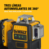 DEWALT Nivel Láser de Línea Cruzada Verde, 12V XR, 3x 360º con batería 2Ah, DCE089D1G-QW