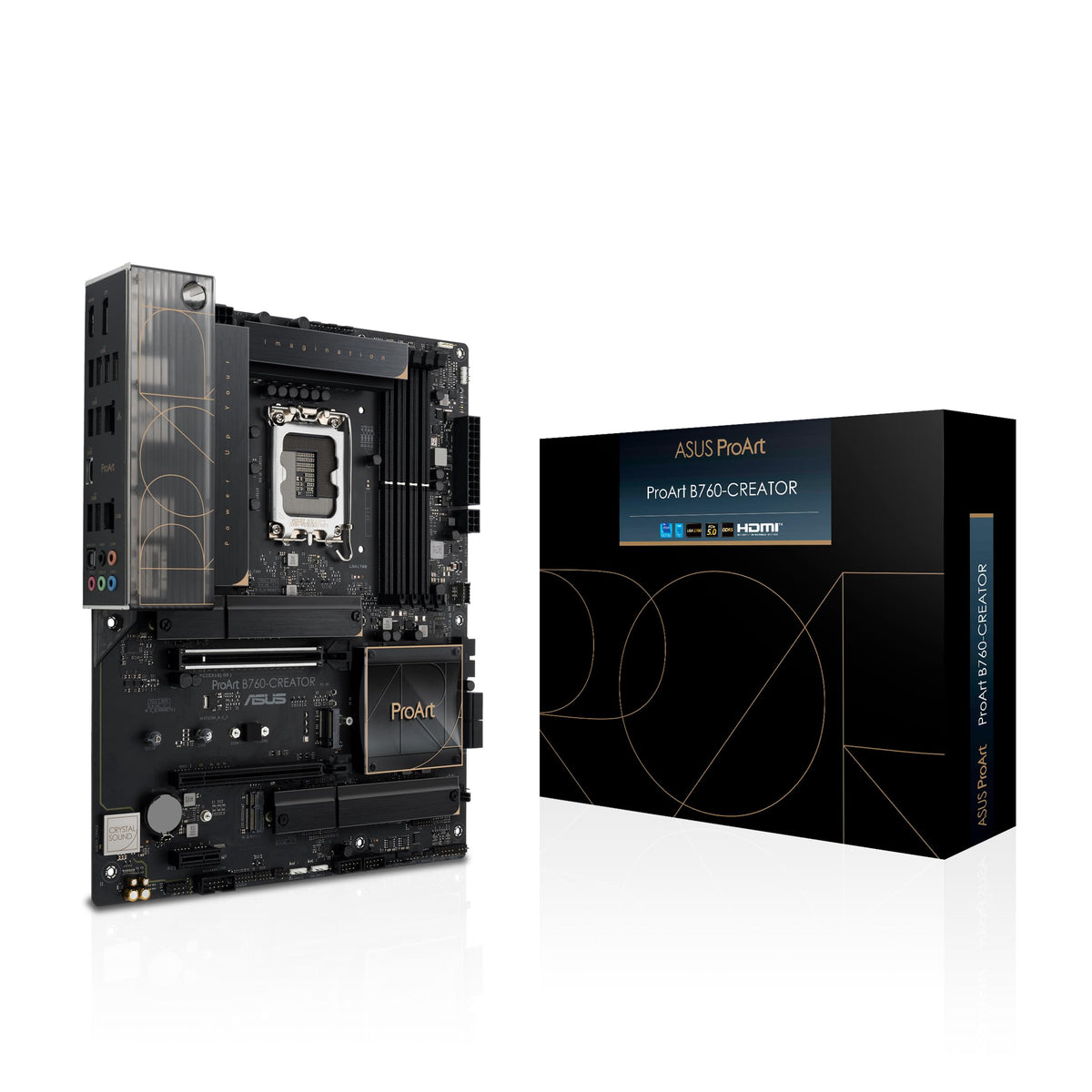 ASUS ProArt B760-Creator Placa Base Intel B760 (LGA 1700 ATX, 12+1 DrMOS, PCIe 5.0, Tres Ranuras M.2, Ethernet de 2,5 GB y 1 GB, l USB 3.2 Gen 2x2 Type-C con 60 W de Carga óptima 4+), Negro